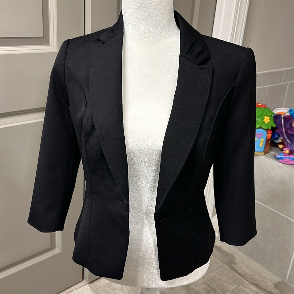 Size 4 White House Black Market gently worn black blazer,  laundered for sale